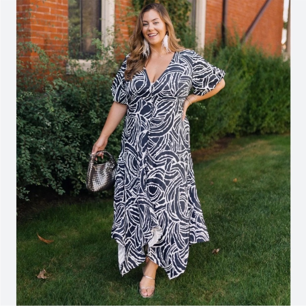 Anthropologie Navy and White Maxi Dress